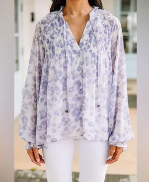 NWOT Entro purple floral blouse thumbnail 4