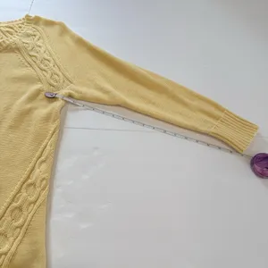LL Bean Yellow Double L Mixed Cable V Neck Pullover Cotton Sweater LARGE Size XL thumbnail 8