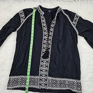 Madewell -348 Embroidered Camelia Tassel Top Black 3/4‎ Sleeve Size Small thumbnail 9
