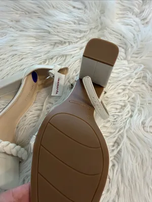 Nine West Cream Braided Ankle Strap Block Heel Sandals size 8,5 brand new thumbnail 5