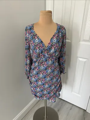 Lush Floral Surplice Ruched Long Sleeve Dress thumbnail 2