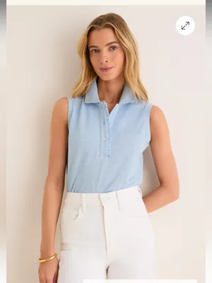 Tuckernuck Light Blue Pique Sleeveless Ruffle Margaret Polo thumbnail 8