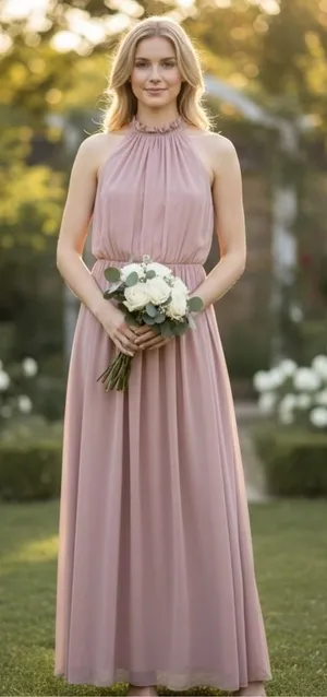 BHLDN‎ Hitherto Camilla Silk Slit Leg Bridesmaid Gown Women's 8 Pink Romantic thumbnail 1