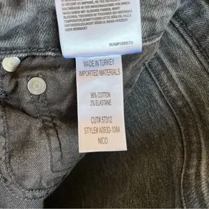 AGOLDE Nico High Rise Slim‎ Jeans in Cassette Distressed Black Wash Size 26 thumbnail 7