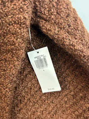 NWT Old Navy Wool Alpaca Blend Brown Chunky Knit Crop Mock Neck Sweater Large thumbnail 7