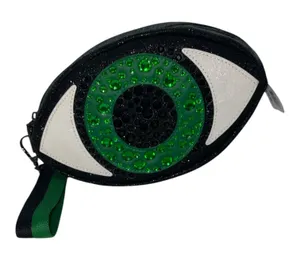Bath & Body Works Eye-Shaped Green & Black Wristlet Clutch Rhinestone NWT thumbnail 1