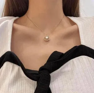18K Gold Plated White Pearl Pendant Necklace for Women thumbnail 3