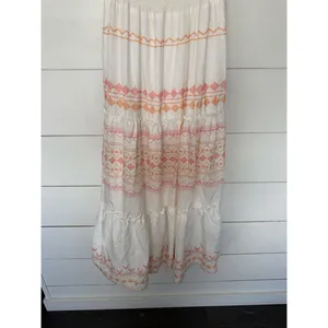 Goodnight Macaroon Women’s XS White Orange Tiered Ruffle Maxi Dress thumbnail 7
