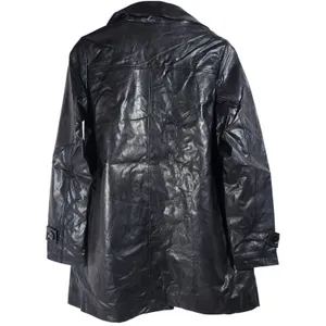 Nasty Gal Collection Black Faux Leather Longline Trench Coat Jacket Women's‎ M thumbnail 2
