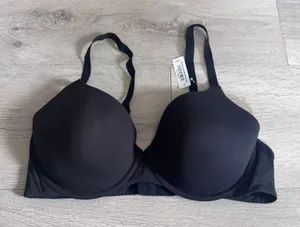 Nueskin‎ Demi Bra Jet Black Underwire Adjustable Straps 38D NWT thumbnail 1