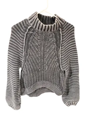 Free People Sweetheart Mock Neck Drop Dolman Sweater Black Womens XS thumbnail 1