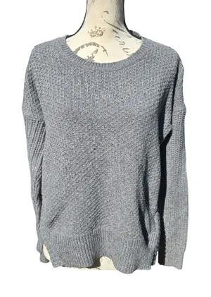Madewell Textured Knit‎ Gray Sweater Crew Neck Long Sleeve Casual Womens Size M thumbnail 1