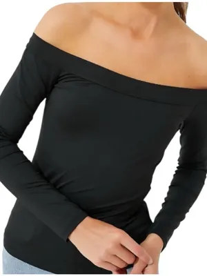 Tuckernuck Black Long Sleeve Laila Off the Shoulder Top XS thumbnail 2