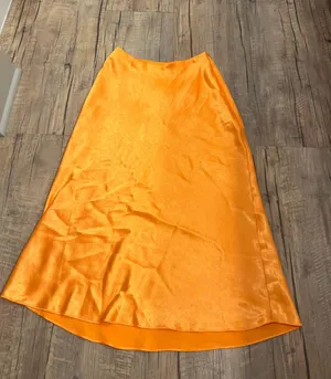 White Fox Orange Satin MIDI Skirt XS thumbnail 2