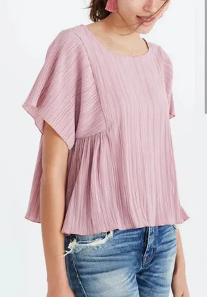MADEWELL Texture & Thred Micropleat Top in Vintage Mauve thumbnail 1
