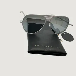Quay Australia Iconic Aviator Sunglasses White Metal Mesh Bridge Black Lens NEW thumbnail 3
