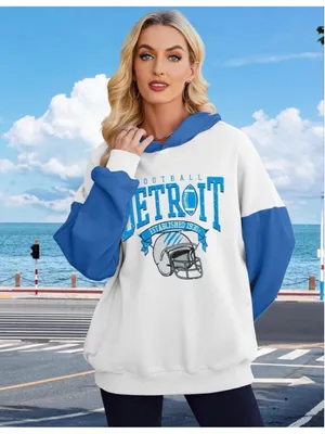 NEW Game Day Detroit Hoodie Football Graphic Pullover Sweatshirt S thumbnail 2