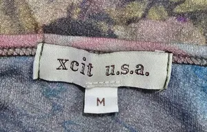 Vintage Xcit USA 90s Blue Mult Floral Mesh Vneck Bell Sleeve Blouse Size Medium thumbnail 5