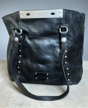 Patricia Nash Benvenuto Large Black Leather Stud-Accent Tote Bag thumbnail 1