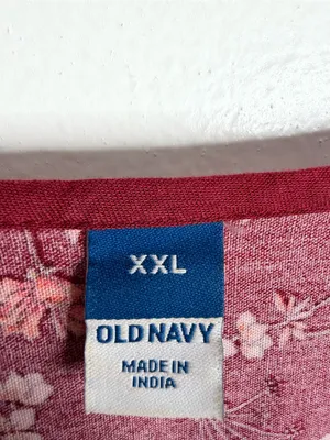 Old Navy Puff-Sleeve Floral Tiered‎ Swing Boho Top Burgundy Floral XXL Flowy thumbnail 4
