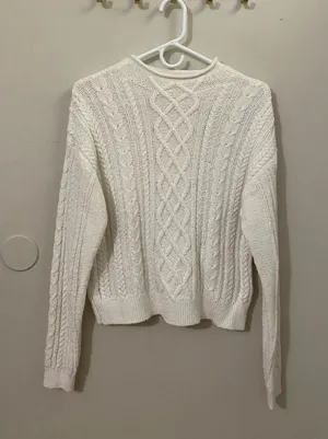 J. Crew Ivory Cable Knit Crewneck Sweater thumbnail 1