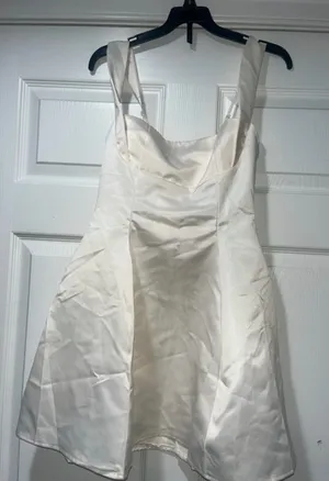 SHEIN White Satin A-Line Mini Dress thumbnail 1