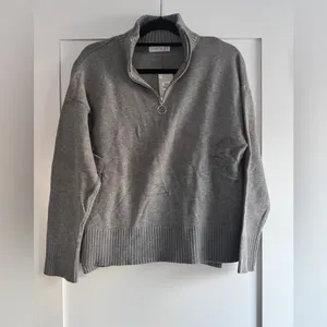 Primark Women's grey half zip mock neck sweater long sleeve pullover Size M 8-10 thumbnail 2
