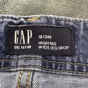 Gap High Rise Wide Leg Crop Jeans Womens 18/34R Blue Dark Wash Stretch Denim thumbnail 7