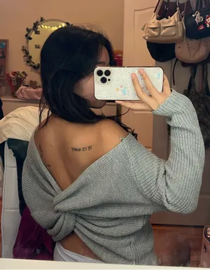 Boutique Grey knit sweater twist back thumbnail 1