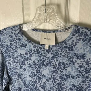 Reformation Tommie Knit Midi Dress in Taylor Blue Floral M thumbnail 6