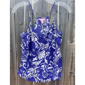 Lilly Pulitzer $108 Women's Dusk 100% Silk Top in Spectrum Blue Tide Pools Print thumbnail 2