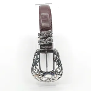 Barse Womens M Burgundy Brown English Leather Silver Tone Filgree Boho Western thumbnail 3
