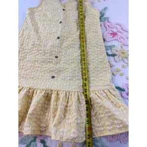 SHEIN Yellow‎ Textured Floral Tie Shoulder Ruffle Hem Mini Dress Size 6 M thumbnail 4