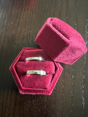 Gorgeous Stainless Steel Silver 2 Piece Simple Band Set Size 7 thumbnail 2