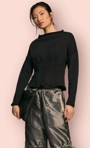 Pilcro Anthropologie Corset Sweatshirt Sweater Small Organic Cotton #1000 thumbnail 1