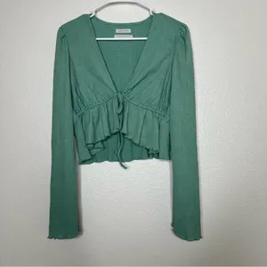 Urban Outfitters Lucielle Ruffle‎ Tie Front Top Blouse Small thumbnail 3