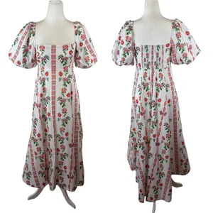 Hill House‎ Matilda Midi Dress Small Botanical Garden Floral Puff Sleeve Cottage thumbnail 2