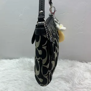 y2k COACH Black Signature Canvas Mini Purse Wristlet with Card Slots thumbnail 3