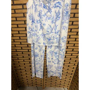 Joyspun White And Blue Ocean Print Pajama Pant Set Size‎ XS thumbnail 4
