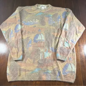 Vintage Gabriela T. Wool Angora Blend Oversized Crewneck Sweater Sz XL 90s Italy thumbnail 1