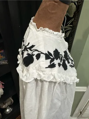 Free People Rose Vines Embroidered Blouse – Ivory Combo – Size Large thumbnail 13
