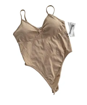 No Boundaries Women’s XL 16/18 Seamless V-Neck Bodysuit - Tan thumbnail 1
