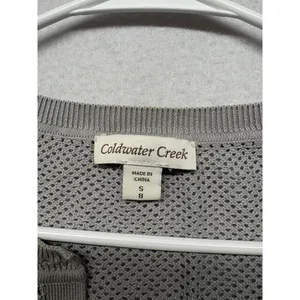 COLDWATER CREEK Silk Cotton Mesh Open Knit Lightweight Cardigan Small 8 Gray thumbnail 2