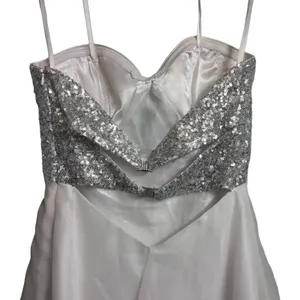 La Femme PARIS White Silver Sequined Open Back Cocktail Party Dress 0 thumbnail 6