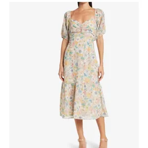 19‎ Cooper Floral Milkmaid Midi Dress Sz XL Puff Sleeve Cottagecore Romantic thumbnail 3