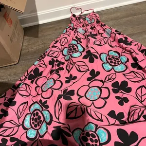 Zara Pink Black Floral Cotton Poplin‎ Midi Dress Size S thumbnail 10