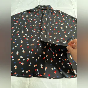 Vince Camuto Black Button-Up Blouse with Red, White‎ & Blue Polka Dots thumbnail 7