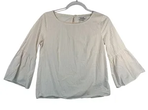 Madewell‎ Striped Bell Sleeve Blouse Cotton Top Boho Romantic XS thumbnail 1