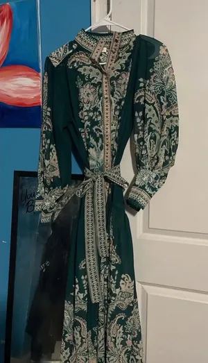 Mia Mod Sheer Button Down Tie Dress Size Small Green thumbnail 1