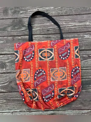 Unisex Boho Maximalist Fabric Tribal Shoulder Tote Bag Casual Everyday Wear|LRG thumbnail 4
